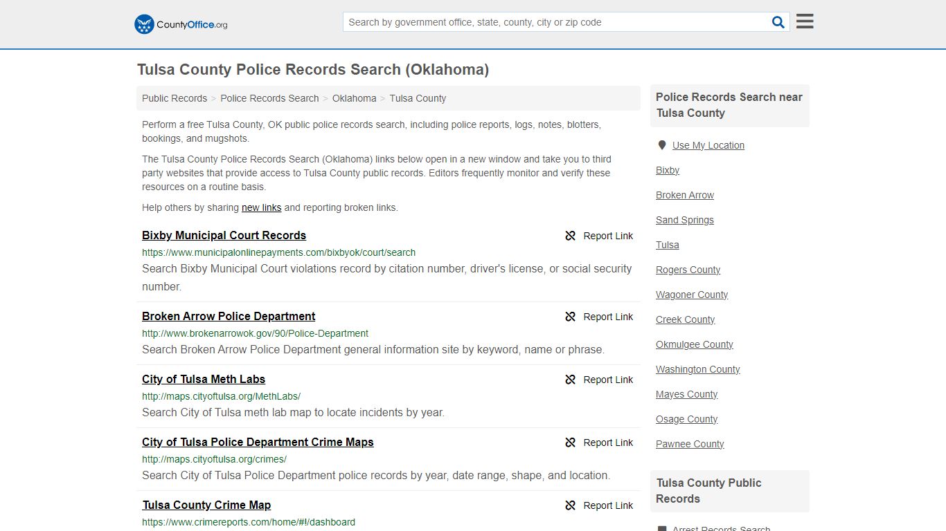 Tulsa County Police Records Search (Oklahoma) - County Office